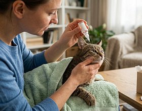 Как закапать капли в уши кошке
